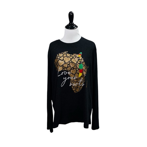 Black History Month Women's L Large Long Sleeve Crewneck Shirt "Love Your Roots" - Picture 1 of 7